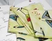 Cocktail Napkins in fun cocktail glass print - Cotton Reusable  Set of 4