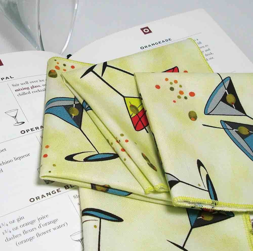 Cocktail Napkins in fun cocktail glass print by MaryLittfin