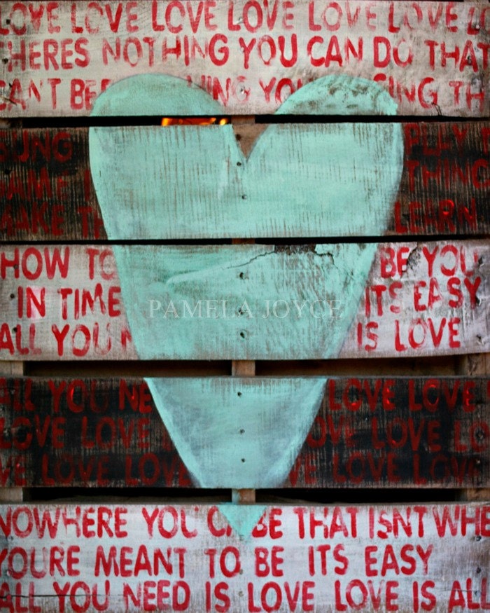 8x9 PRINT The Beatles Lyrics Art - All You Need Is Love