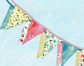 16X11 Bunting  art print of colorful triangle bunting, limited edition