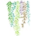 Abstract Ferns Print of original watercolor painting of ferns , green, Lime , Teal , Amber and purple , Plants, modern fresh wall decor