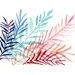 Colorful Ferns an art  Print of original, Abstract, watercolor painting of ferns leaves, turquoise, purple, blue, pink, orange, modern