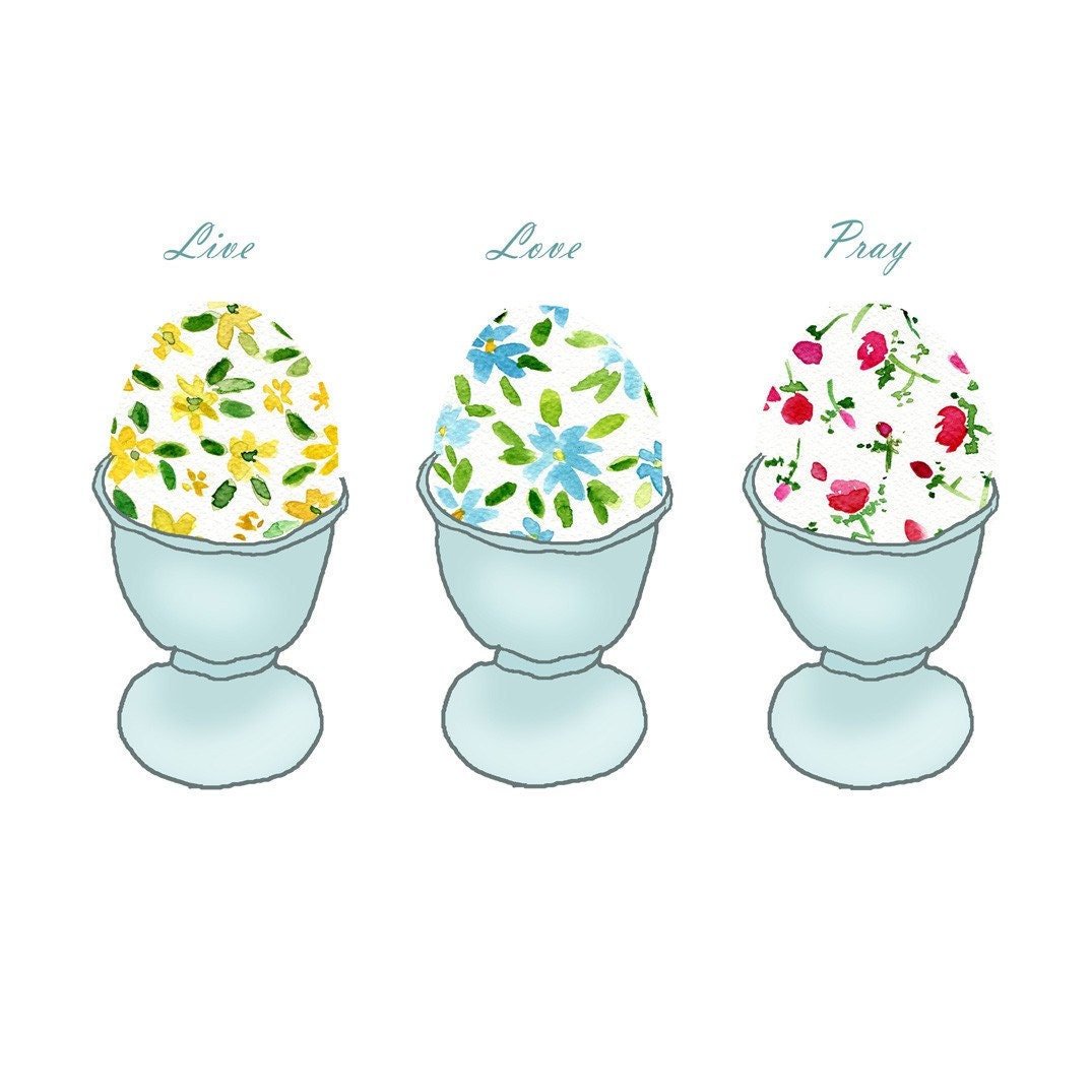Personalized ART print, Easter eggs in egg cups, retro fun illustration,Eastet, nursery decor, digital print, Cottage chic