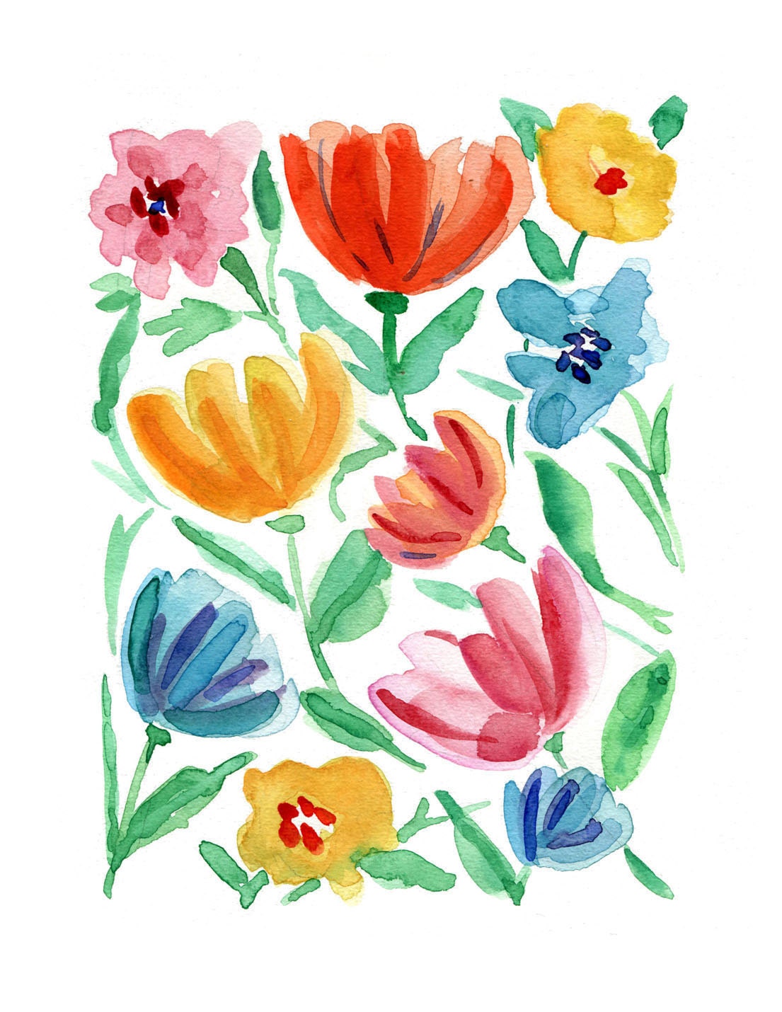 Abstract flora, art print of  watercolor painting by thejoyofcolor, colorful, decorative art, mothers day,  modern art, boho chic