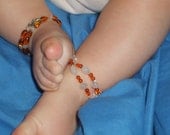 Custom Baltic Amber and Gemstone Teething Anklet or Bracelet, Reiki Charged