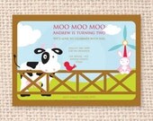 Farm Barnyard Birthday Party Invitation DIY Printable Print at Home 5x7 Card Il_170x135