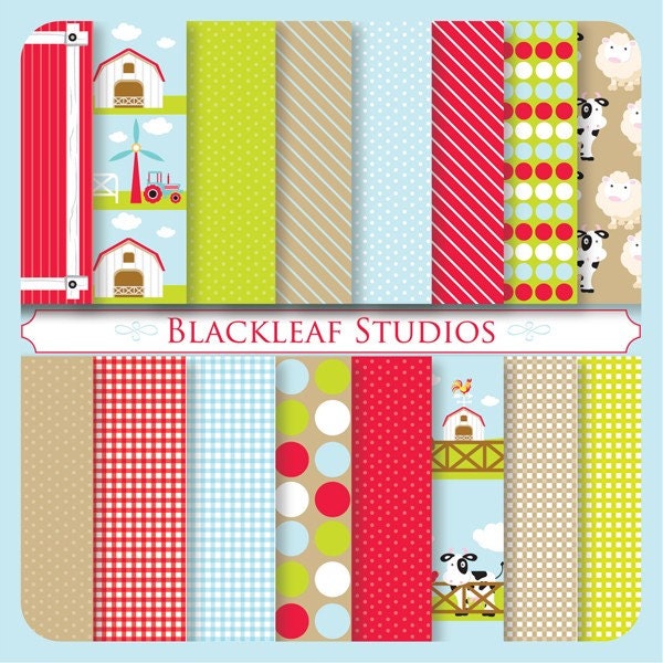 Barnyard Animals Digital Paper for Scrapbooking, Cards, Invites, Photographers Marketing Kits, Crafts Il_170x135