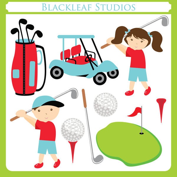 Golfing ORIGINAL - golf cart, golf ball, t off, golf caddy, golf club, kids golf, fun golf - Personal and Commercial Use Clip Art Il_170x135
