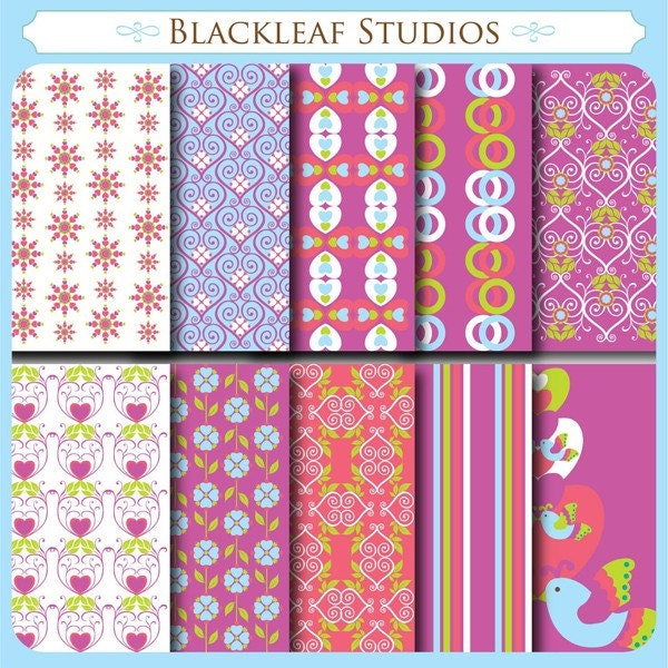 Love Flutters Valentine Digital Paper for Scrapbooking, Cards, Invites, Photographers, Crafts Il_570xn