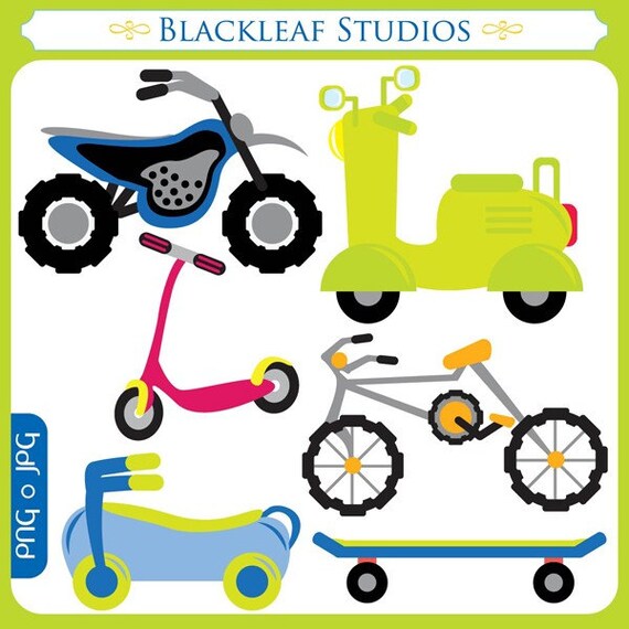 Fun Bikes Clipart - bikers, motorbikes, two wheelers, scooters, scrapbooking, premade logo - Personal and Commercial Use Clip Art Il_570xn