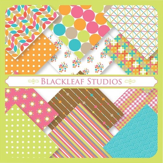 Bright and Light Hearted Digital Paper for Scrapbooking, Cards, Invites, Photographers, Crafts Il_570xn