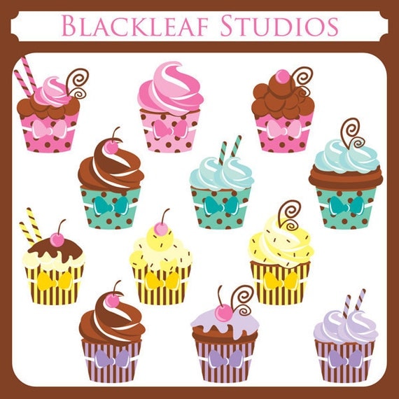 Sweet Treat Cupcakes - sweet treats, swirls, cream, icing, sprinkles, cupcakes, sugar, baking, cakes - Personal and Commercial Use Clip Art Il_570xn