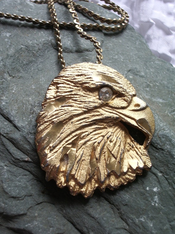 ON SALE Bald Eagle Engraved Pendant Necklace by enchantmentsforyou