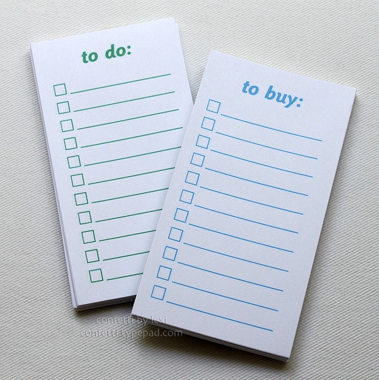 to do, to buy-pad set