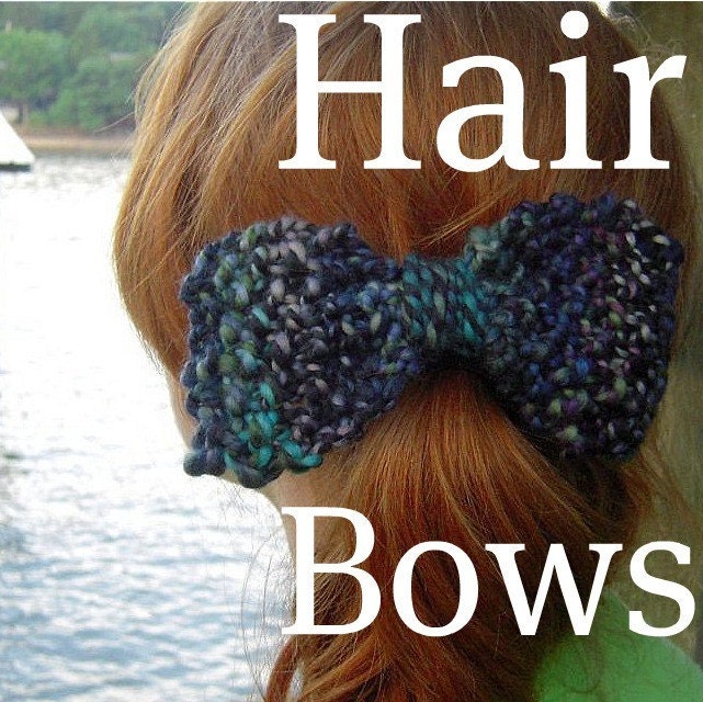 PDF Handspun Knitted Hair Bows knitting pattern SELL items made from this