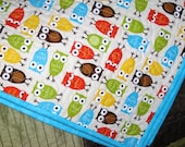Modern  Baby Quilt  Owl Boy Girl Children Decor Crib Quilt Animal Baby Bedding  Nursery Owl Baby Blanket Modern Toddler Quilt