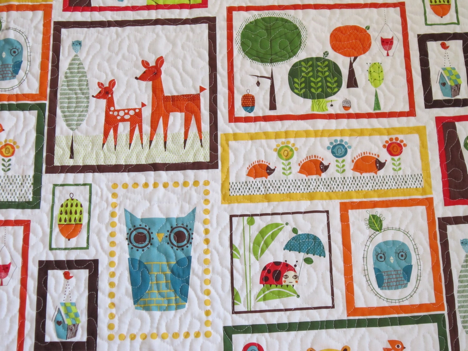 Personalized Baby Quilt Animal Retro  Owl Baby Bedding Baby Nursery Baby Blanket Owl Baby Blanket Toddler Quilt Crib Quilt Children Decor