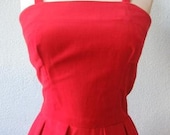 Vintage 60s Red Velvet Formal Long Dress and Popover Jacket Extra Small