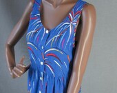 80s Sun Dress Vintage Novelty Print 1980s Empire High Waist Fauvist Medium