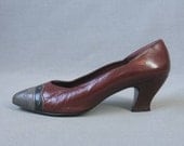70s 80s Ferragamo Heels Vintage Shoes Metallic Leather Applique Pumps Southwest Navajo Style 8.5