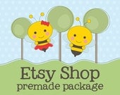 Premade Etsy Banner Avatar Shop Set - Etsy Store Package - Bee Creative Design