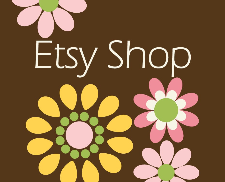 Etsy Shop Banner Avatar Shop - Premade Store Design - Blooming Pink Yellow Flowers Design