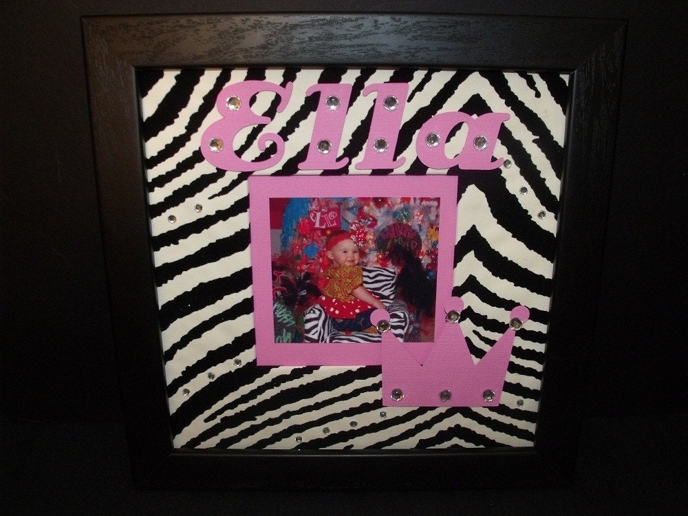 Zebra Print Wall Art Photo Mat - Name Sign - Personalized 8x10 or 10x10 Insert - You choose the colors