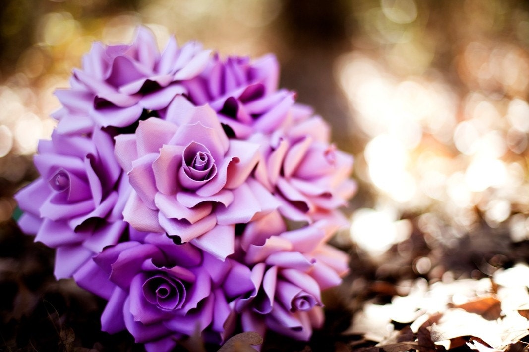 rose bouquet - custom paper flowers for wedding - bride or toss bouquet