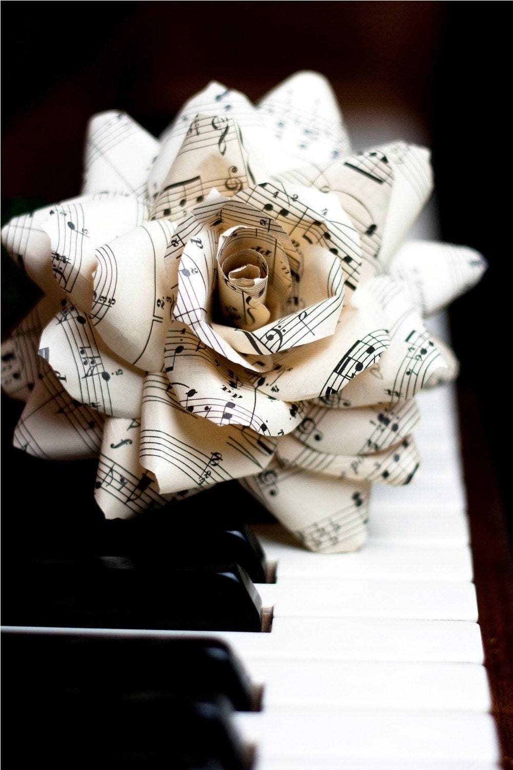 vintage sheet music rose, deluxe - paper flower for gift, wedding, or home decor