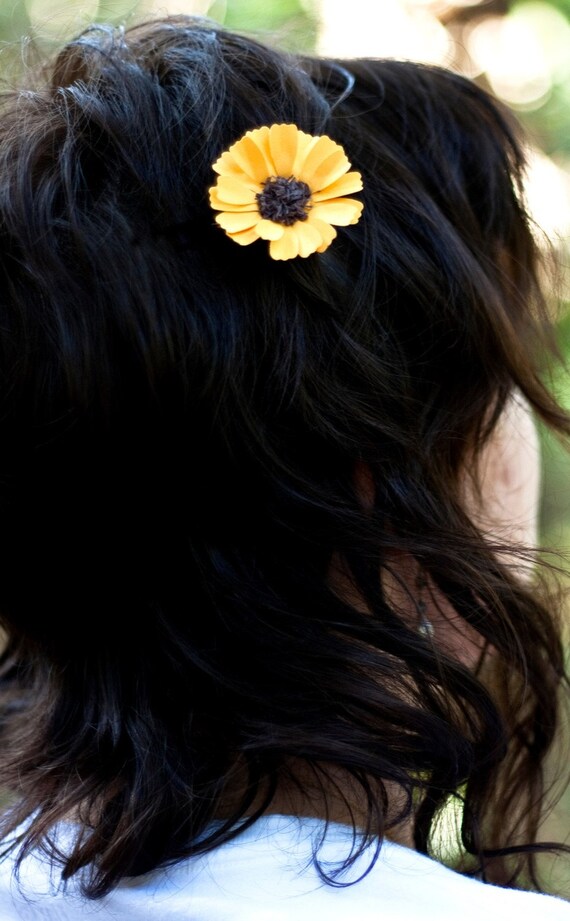 sunflower hair pin - paper flower accessories for everyday or special event
