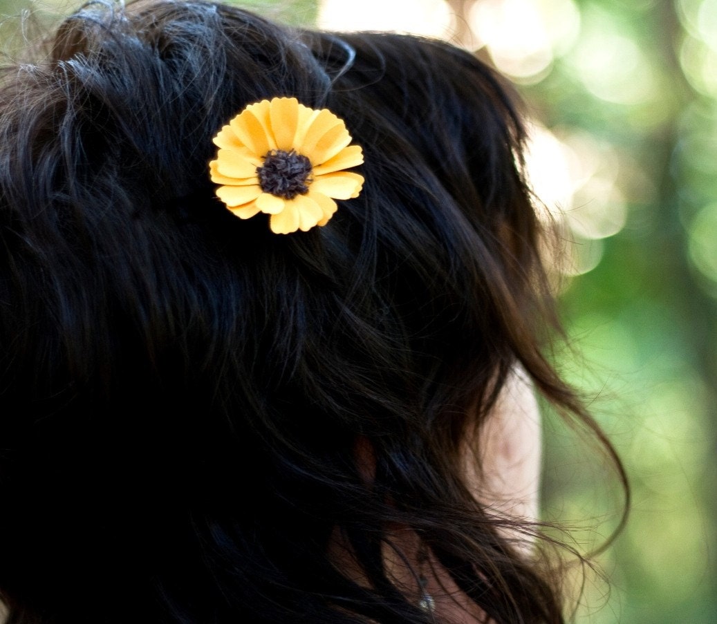 sunflower hair pin - paper flower accessories for everyday or special event