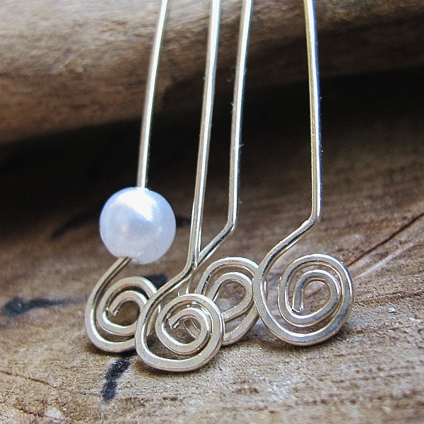 Sterling Silver Hammered Spiral Headpins 20 gauge, Hand Crafted Jewelry Supplies