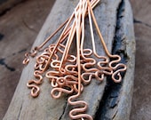 20g Headpin Copper Eye pins. 10 Artisan Head Pins. Zig Zag Jewelry Findings 1.5 inch
