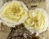Prima Flowers Parfait Collection - Butter Cream - Item 547226 Soft Fabric Embellishment for scrapbooking, millinery, home decor