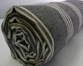 BLACK beach towel, Turkish Bath towel