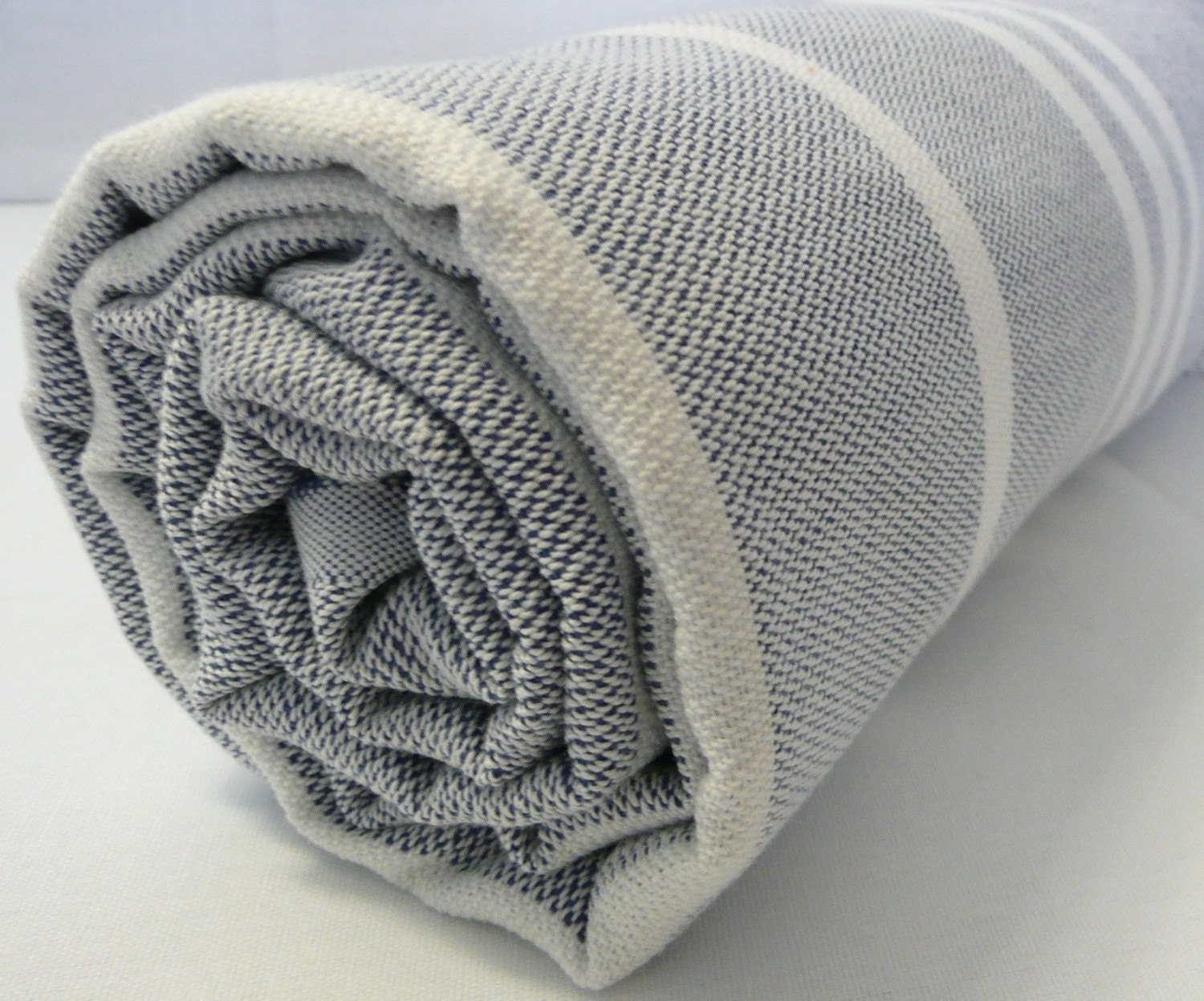 Turkish Bath Towel...PESHTEMAL(101) Dark Blue-White