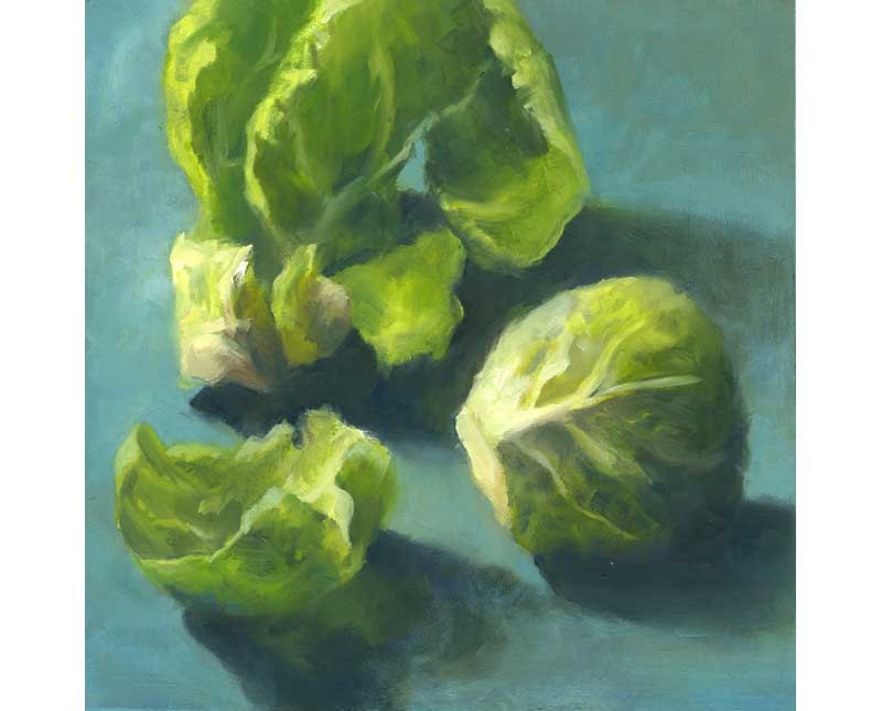 archival art print of oil painting Brussel Sprout reproduction of still life painting // kitchen art gift for hostess and gourmet