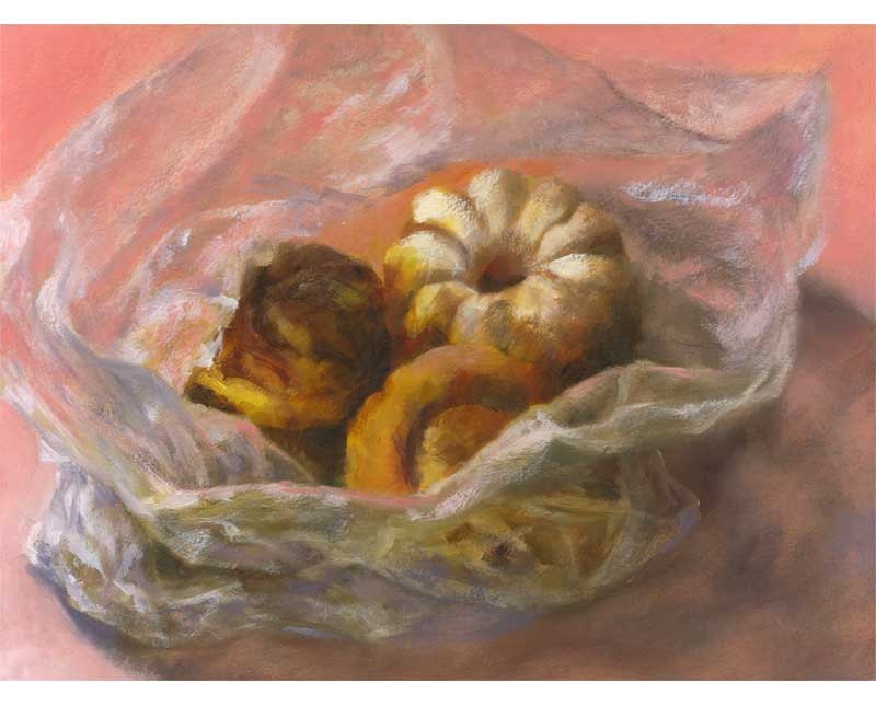 large giclee art print of  stilll life painting breakfast donuts //16x20 oil painting reproduction ready to frame // free US shipping