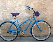 ROBERTA  -- Handlebar Bike Bag - Vintage Upholstery with Recycled Innertube Shoulder Strap