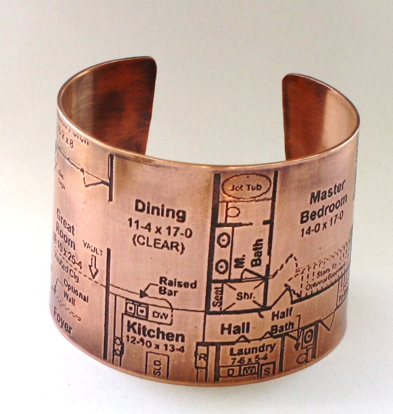 Blueprint Etched Copper Cuff