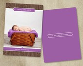 INSTANT DOWNLOAD - Woodgrain Photoshop Baby Announcement Template (Purple)