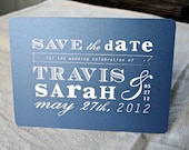 Eclectic Navy Metallic Save the Date Postcard