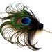 20% Off Sale Peacock Feather Fascinator Hair Clip Pin with Black Lace and Jewel - Blue Purple Green