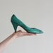 lucky shamrock heels, you guys . emerald green snakeskin .size 8