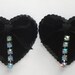 Toxic Glamour Burlesque Beauty black velvet heart bow and crystals nipple pasties