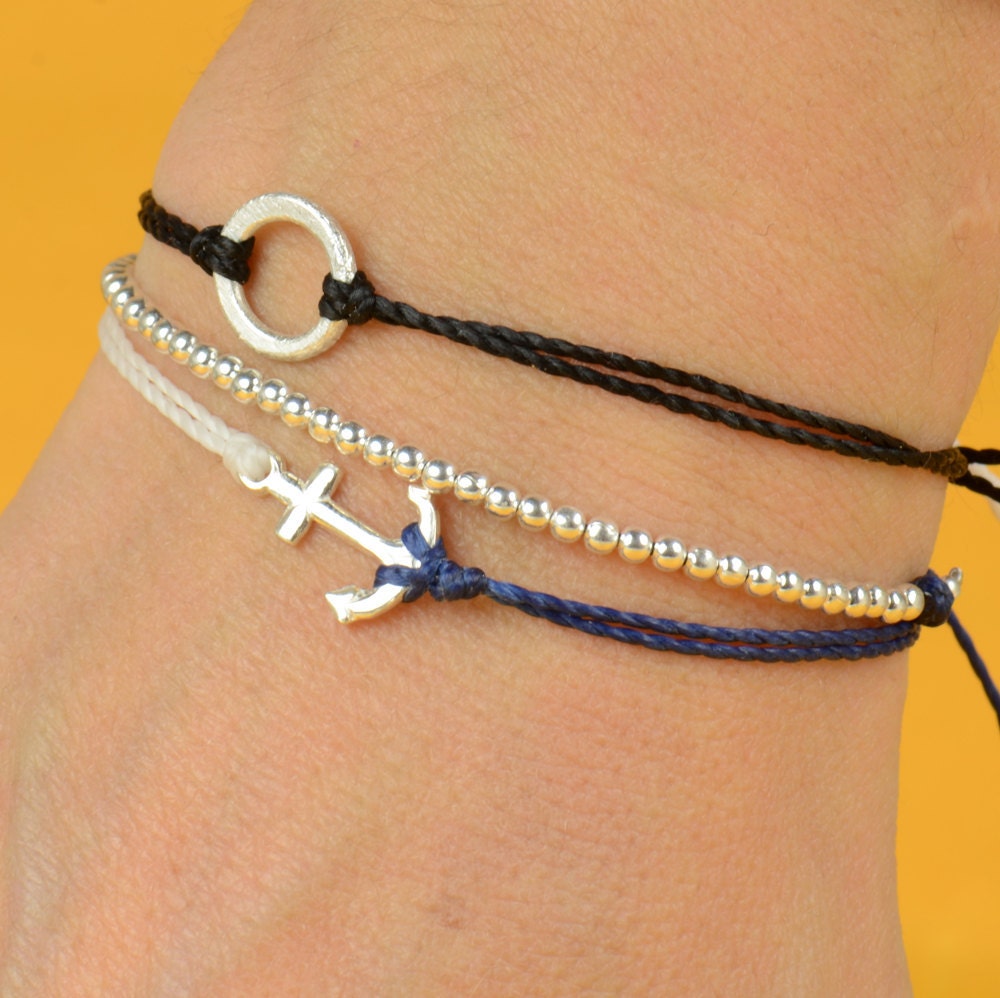 Sterling Silver Anchor charm bracelet