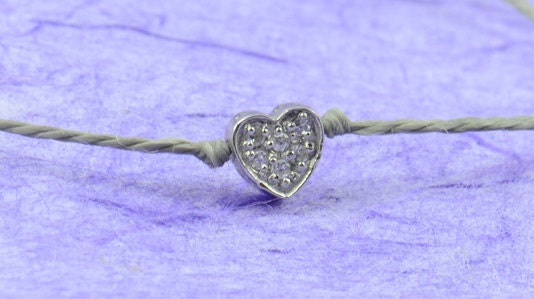 Sterling silver little heart bracelet - cubic zirconia bracelet