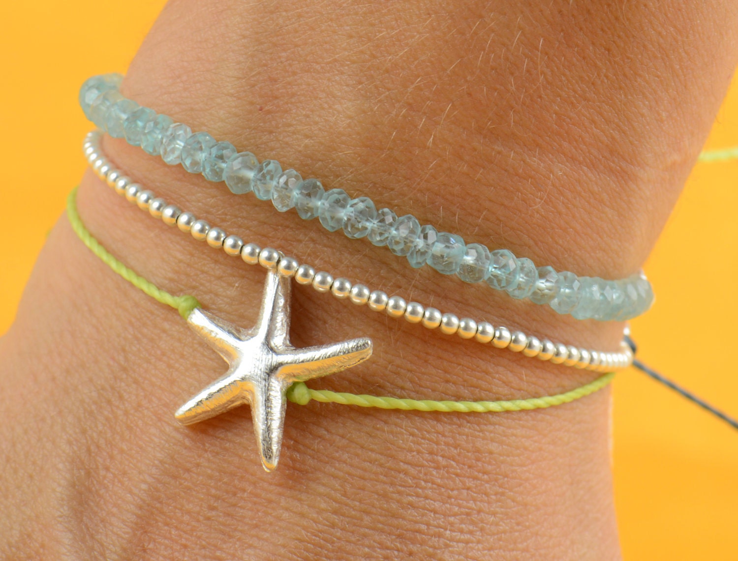 Star charm bracelet sterling silver