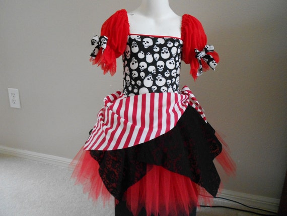 Custom Boutique Red Pirate skull tutu Halloween costume 2t