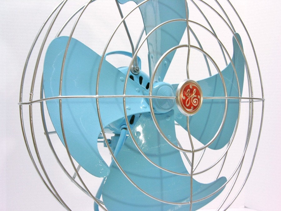 Refurbished Vintage GE Blue Oscillating Electric Fan
